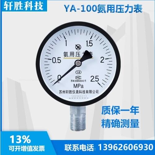 YA100 2.5MPa Ammonia Pressure Gauge Ammonia Pressure Gauge Suzhou Xuansheng Instrument Technology Co., Ltd