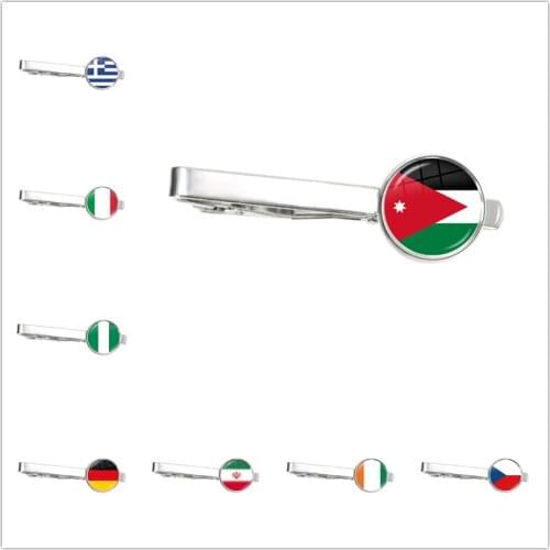 National Flag Tie Clip Greece,Jordan,Italy,Nigeria,Germany,Iran,Czech Republic,Lithuania Ornaments for Male Gentleman Gift