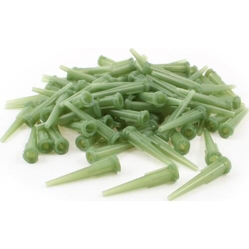 100 Pcs Green Plastic Tapered Pinhead Glue Liquid Dispenser Needles 14G