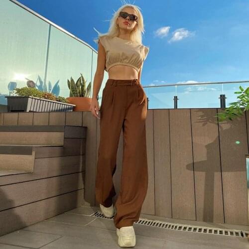 Women Pants Full Length HIGH Straight Spring Autumn Casual Button Fly Solid Suit Pants Office Lady Euro-America Style Women Pant