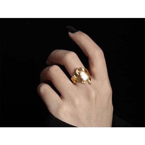 Japanese and Korean version of INS crystal ring female rings niche design wide temperament personality ring wedding ring