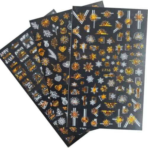 1pcs white lase gold snowflakes 3D Nail Sticker Christmas Xmas Winter Self-adhensive nail Decal Maniure Accesoires new year gift