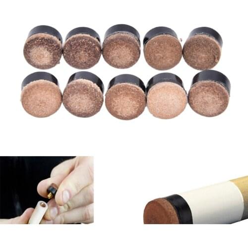 10pcs/set Screw On Cue Tips Billiard Replacement Screw-on Tips with Pool Cue Stick Ferrules 10mm