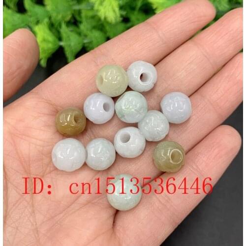 10PC DIY Natural Emerald Chinese Carved Beads Bracelet Necklace Jewellery Fashion Accessories Hand-Carved Woman Luck Amulet Gift