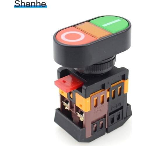 22mm square double head push push button switch ON-OFF with lamp