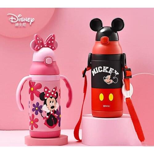 380ml Disney Kids Thermos Mug With Straw Stainless Steel Vacuum Flasks Children Cute Thermal Water Bottle Tumbler Thermocup