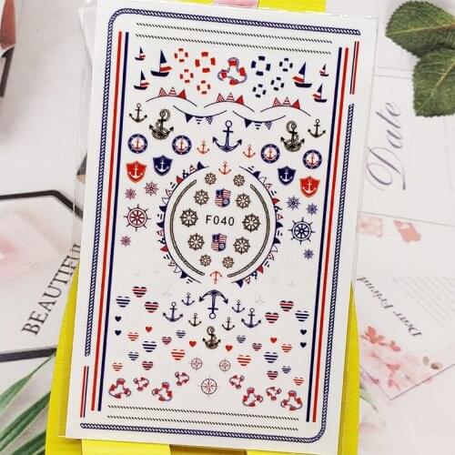 3D Stickers for Nails Pirate Anchor Rudder Designs Nail Art Decorations Foil Decals Wraps Manicure Accessories Decoraciones