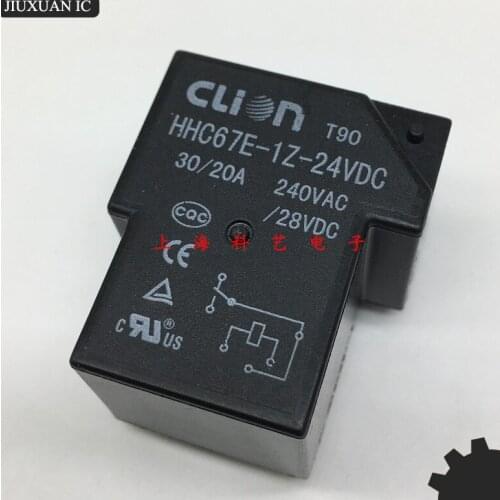 5pcs/lot 100% original genuine relay: HHC67E-1Z-24VDC 24V 30A/20A 6pins T90