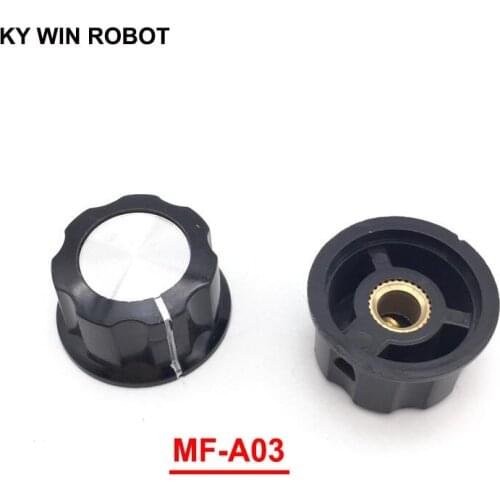 5pcs/lot MF-A03 A03 Potentiometer Knob Cap Inner 6mm 28x15mm Rotary Switch Bakelite Knob copper core inner for WHT118 WX050