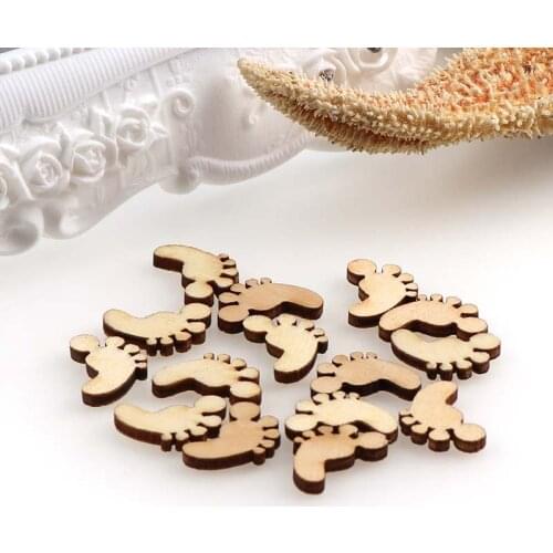 50pcs 12x17mm Cute Wooden Footprint Shapes Embellishments Craft Card Decor Craft Cards Wood Craft Home Decoration