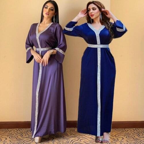African Shiny Rhinestones Women Robe Musulman Abaya Prayer Clothing Dubai Luxury Party Dress Muslim Fashion Hijab Dress Islamic