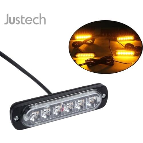 Justech 12V 6 led Auto Strobe Light Car Front Grille Warning light LED for Auto Truck Polices Flashing Emergency Lamp