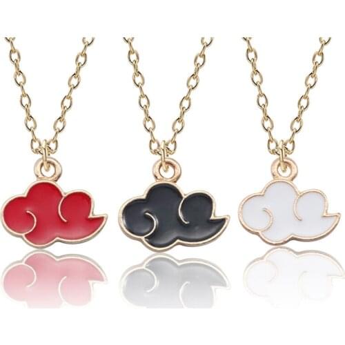 Men and Women Metal Cloud Pendant Necklace Japanese Anime Red Cloud Logo Link Chain Organization Jewelry Accessories
