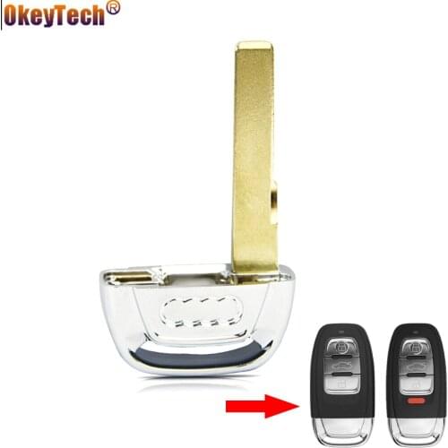 Okeytech Uncut Insert Emergency Key Blade For Audi A4l A3 A4 A5 A6 A8 Quattro Q5 Q7 A6 A8 Car Remote Control Key Shell Case HU66