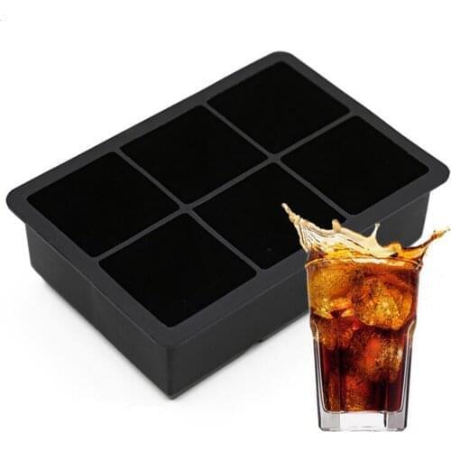Black 4/6/8 Big Grids Food Grade Silicone Ice Cube Maker Jumbo Large Ice Cube Square Tray DIY Mold Mould Kitchen Accessories