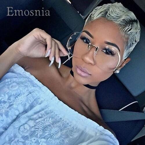 Emosnia Rimless Gradient Classic Big Sunglasses Optics Metal Frame Women Men UV400 Vintage Sun Glasses Frame Retro Oversized