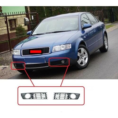 JanDeNing 2pcs ABS Front Lower Bumper Fog Light Grill Cover Grille Trim For AUDI A4 B6 2001-2005