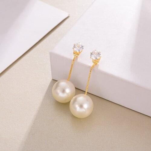 Dorado Korean Charm Wind Long Tassel Ball Simulated Pearl Drop Earrings For Woman Girl Wedding Zircon Alloy Brincos Jewelry Gift