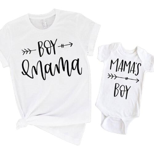 Family Matching Short T Shirt Summer Mommy and Son Look Print Letters Mama Boys Clothes Fashion T shirt Litte Baby Kids Outfits