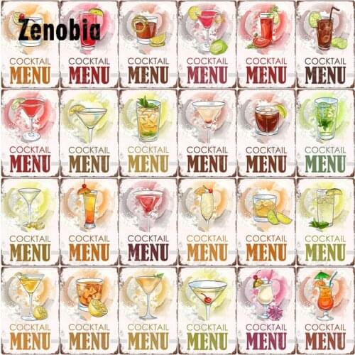 Cocktail Menu Metal Sign Plaque Bar Decoration Tin Sign Metal Poster Vintage Decorative Wall Stickers Tin Plate Retro Home Decor