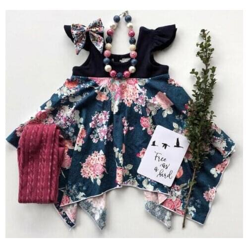 Cute Kids Toddler Baby Girl Sleeveless Princess Dress Floral Print Pageant Wedding Party Irregular Tutu Dresses Summer