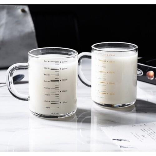 Cartoon Mug Creative Glass Water Milk Tea Coffee Yogurt Mug With Scale Best Cup House Kid Gift Box For Women Lovers Home