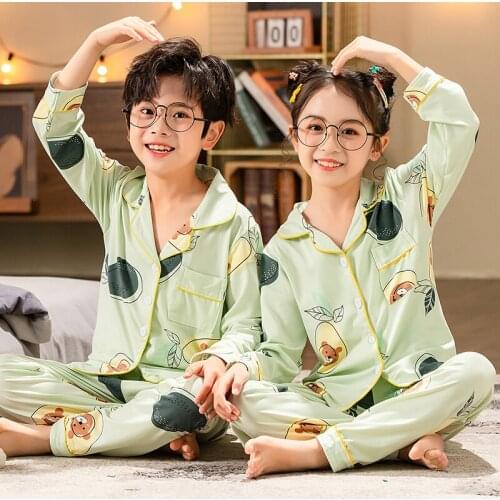 New Children Pajamas Set Autumn Full Homewear Pijama Suit Cartoon Printed Kids Cute Boys Tracksuit Winter Thin Girls Sleepwear