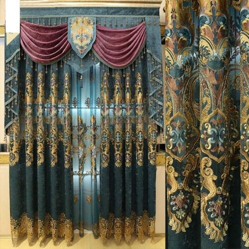 New Embroidered European Royal Luxury Curtains for Bedroom Window Curtains for Living Room Elegant Drapes Curtains