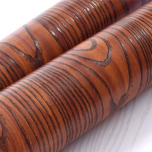 PVC Wood Grain Furniture Wallpaper Thicken Self-adhesive Waterproof Membrane Wardrobe Door Dining Table Renovation Wall Stickers