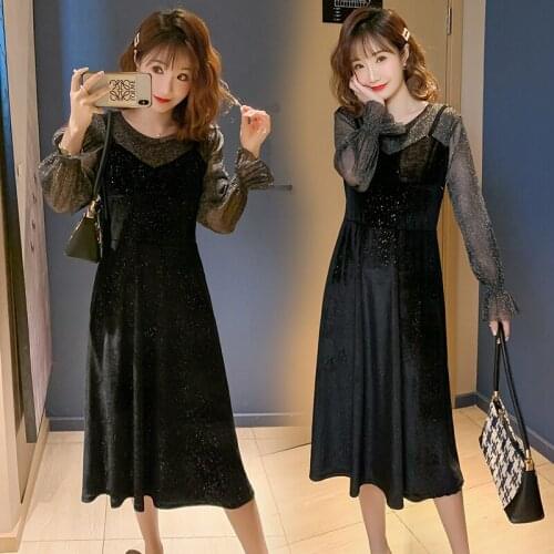 9167# Maternity Clothes A Line Mid-Long Nursing Dress Spring Autumn Breastfeeding Dress