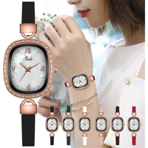 Oval Ladies Diamond-studded Small Retro Roman Mother-of-pearl Belt Watch Fashion Rose Gold Romantic Luxury Bracelet Watch