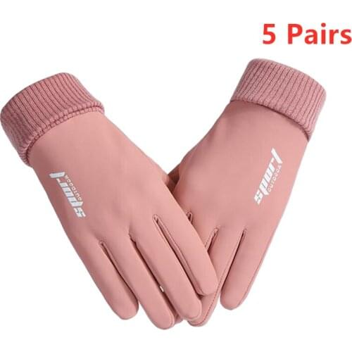 5 Pcs Winter Cycling for Men Women Touch Screen Non-Slip Glove Cold Weather Warm Bike Thermal Gloves for Running,Driving,Hiking