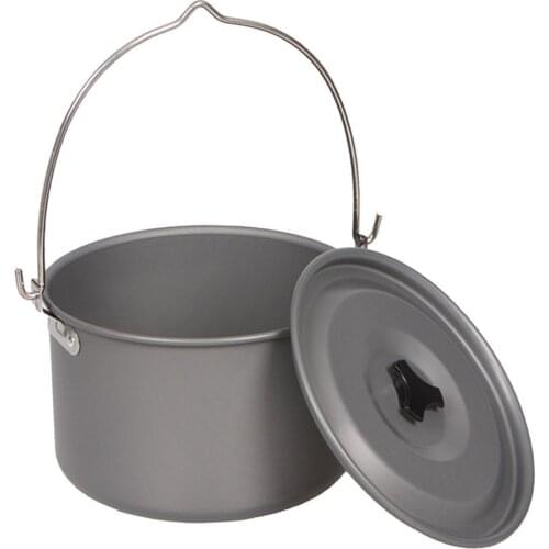 Camping Pot - Portable Camping Hanging Pot Outdoor Cooking Kettle with Lid Pan Cookware for Camping Hiking Fishing Picnic