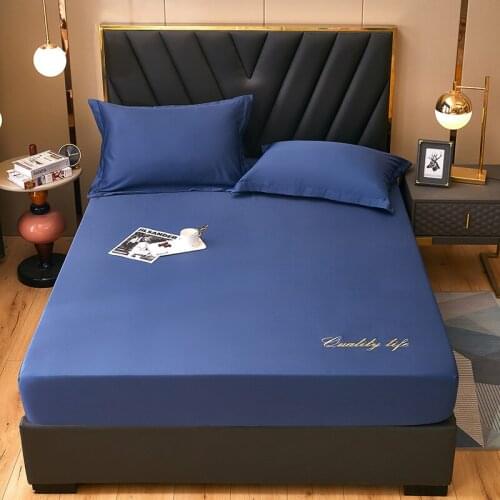 Bedding 1pcs Polyester Bed Fitted Sheet Elastic Bedspread Solid Color Embroidery Mattress Cover(Pillowcases Need Order)