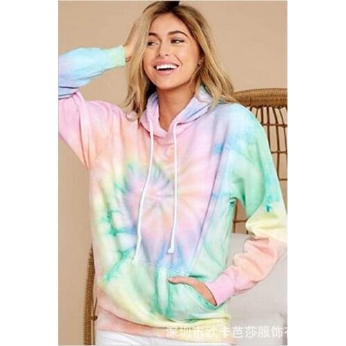 Pullovers harajuku hoodie new during the spring autumn 2021 ladies fleece tie-dye hooded Sweatshirt Female Streetwear OKBS004