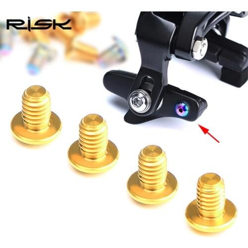 RISK 4pcs/lot Road Bike C Brake Caliper Pads Fixing Bolts TC4 Titanium Alloy Bicycle V Brake Adjustable Cycling Screws