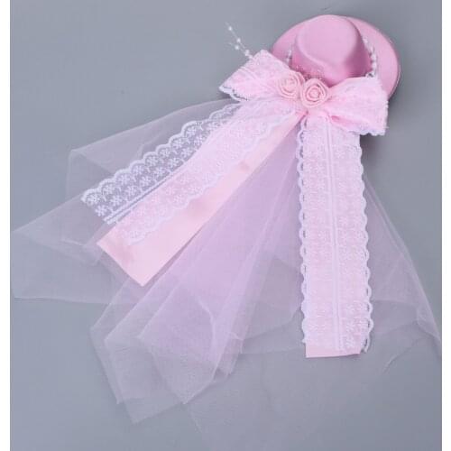Bowknot Pink Top Hat Mesh Veil Headwear Kids Flower Girl Dress Wedding Decoration Hairclip Accessories Birthday Gift Party Decor