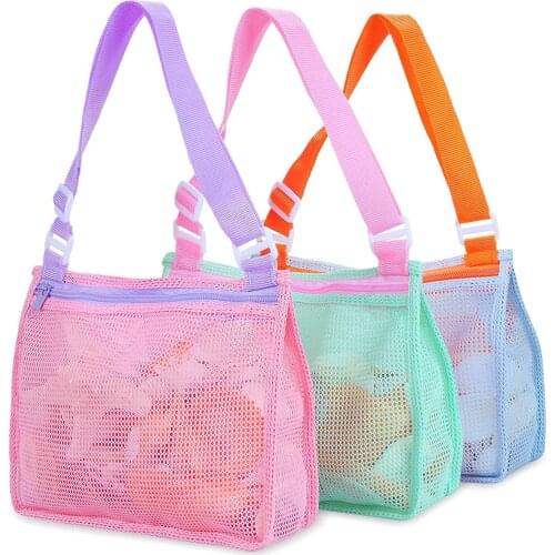 3Pcs Beach Toy Mesh Bag Kids Shell Collecting Beach Sand Toy Totes Swimming Accessories for Boys and Girls
