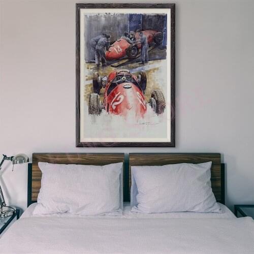T113 Retro Racing Car Classic Painting Red car 105 Custom Silk Poster Home Deco Wall Art Christmas Gift