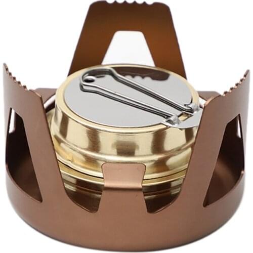 Camping Cooking Stove Mini Backpacking Stove Lightweight Brass Spirit Burner with Stand for Camping Hiking Picnic