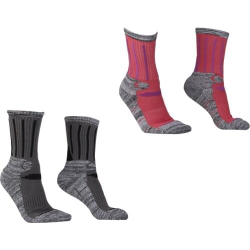 2 Pairs of Outdoor Warm Long Ski Socks for Men Pink Gray Color Sports Socks for Winter Outdoor Sports