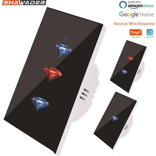 Wifi Smart Light Wall Switch Interruptor Touch Panel Tuya Wireless Voice APP US Regulation Remote Control with Alexa Google Home