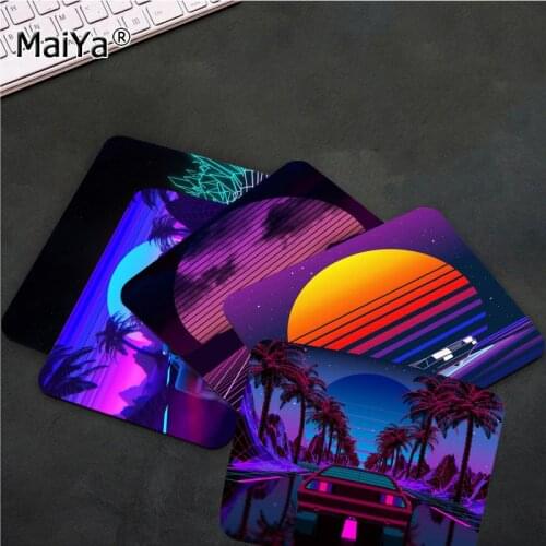 MaiYa Funny Neon Retrowave synthwave digital art Laptop Computer Mousepad Smooth Writing Pad Desktops Mate gaming mouse pad