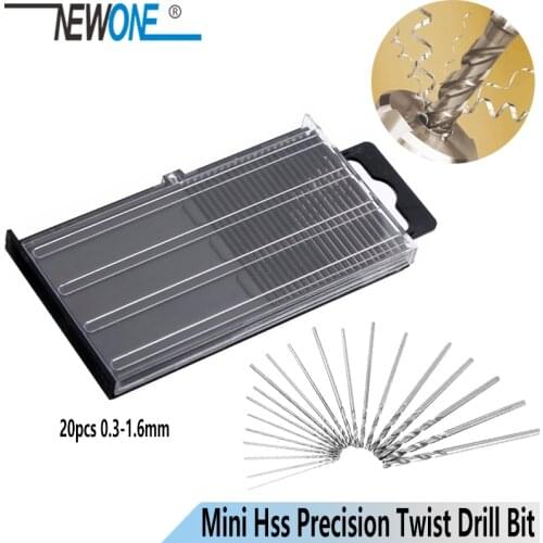20Pcs Mini HSS Micro High Speed Steel Twist Drill Bit Set Model Craft With Case Repair Parts 0.3mm-1.6mm