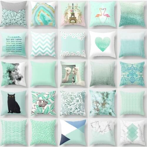 2021 New Mint Green Blue Cushion Covers Modern Nordic Geometric Throw Pillows Cover Sofa Bed Decorative Livingroom Pillows Case