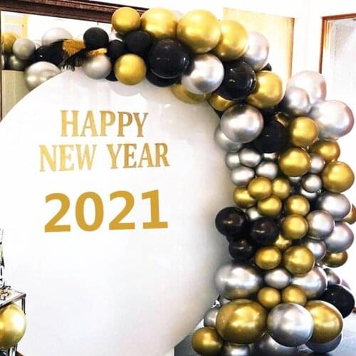2021 Happy New Year 80pcs Chrome balloon garland arch kit Merry Christmas globes Christmas Decors For Home Navidad Decor Xmas