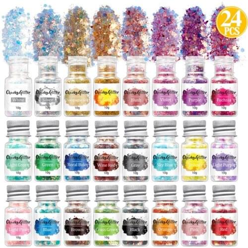 24 Bottle/Pack Colorful Sequins Fillers Resin Filling DIY Glitter UV Crystal Epoxy Resin Filler Nail Art Decoration Accessories