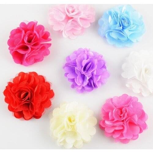 300pcs/lot 21 Color 2 Inch Petite Tulle Mesh Satin Rose Flowers DIY Craft Garment Hair Accessories Wholesale Bulk Supply TH54