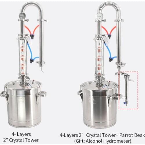 HOOLOO Household 22L 4-layer Distillation Tower Brewing Distiller With Parrot Beak Moonshining Vodka Brewer Machine