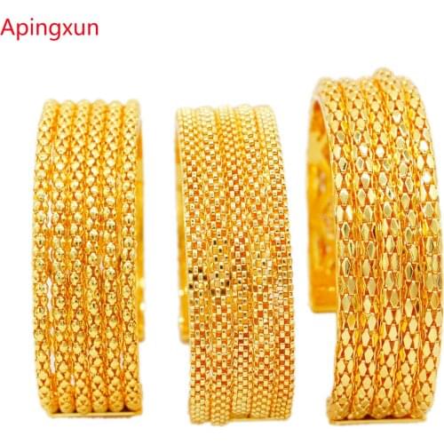 Apingxun 2pcs/lot Cuff Barcelet African French Women Men Bangle Wedding Jewelry Ethiopian Bohemia Gold Color Bangle Party Gifts